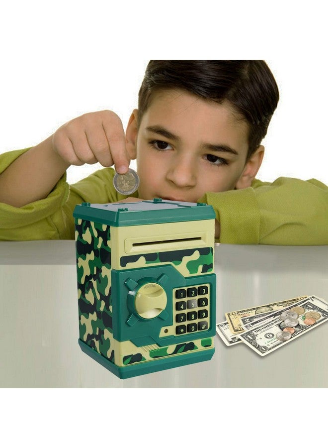 Yoego Kids Money Bank, Electronic Piggy Banks, Great Gift Toy for Kids Children, Auto Scroll Paper Money Saving Box Password Coin Bank,Perfect Toy Gifts for Boys Girls (Green Camo) - Image 5
