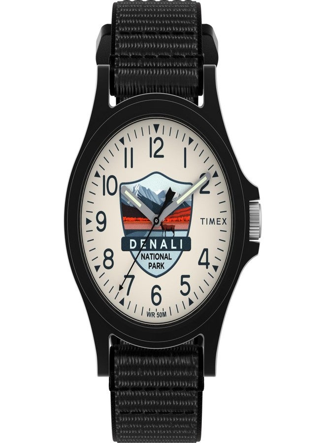 Timex Unisex Denali National Park 40mm Watch - Black Fastwrap Tan Dial Black Case - Image 1