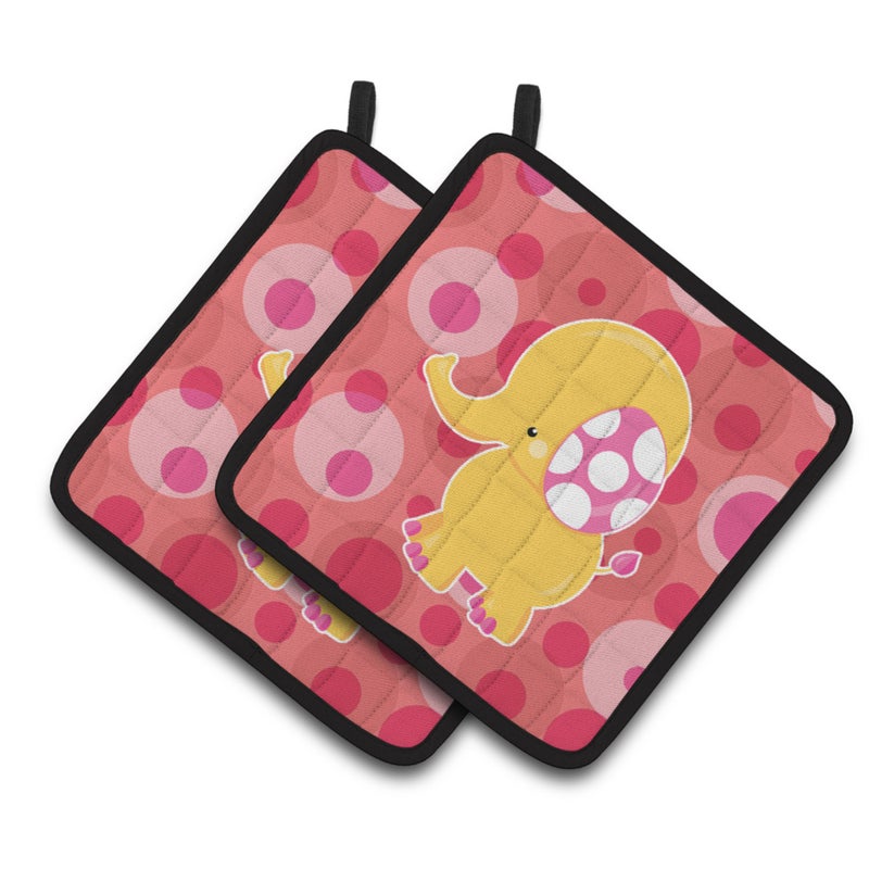 Caroline's Treasures ""Caroline's Treasures BB6828PTHD Girl Elephant Pair of Pot Holders  7.5 x 7.5""""  Multicolor"" 