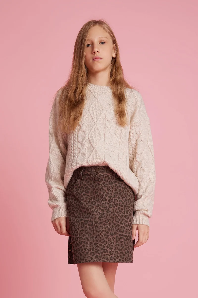 Defacto Girl Loose Fit Crew Neck Knit Pullover