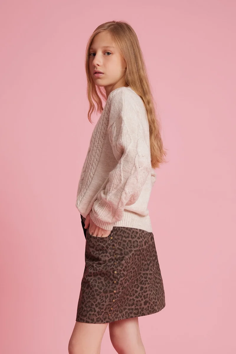 Defacto Girl Loose Fit Crew Neck Knit Pullover