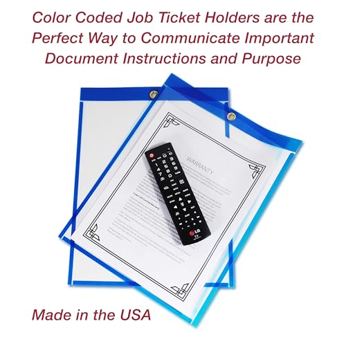 EnvyPak Job Ticket Holders - 9"x12" - Pack of 30 (Blue) Top-Loading with Eyelet for Hanging - Image 3