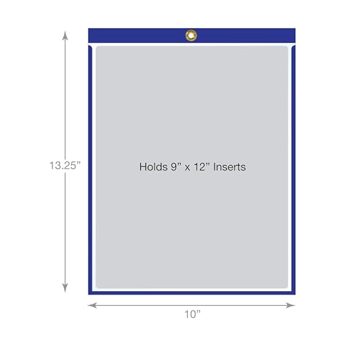EnvyPak Job Ticket Holders - 9"x12" - Pack of 30 (Blue) Top-Loading with Eyelet for Hanging - Image 2