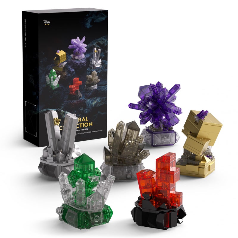Nifeliz Geology Rock Collection Building Set for Adults 6 Different Kinds of Gemstone Model Toys Creative Desk Decoration Fun Gift for Mineral Lovers 616PCS NF10306 - Image 2