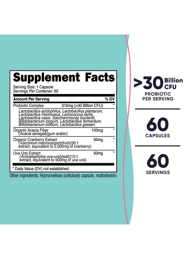 نيوتريكوست بروبيوتيك للنساء 30 مليار وحدة تشكيل مستعمرة، 60 كبسولة - مركب من ألياف الأكاسيا، وعنب الدب، ومستخلص التوت البري، خالٍ من الكائنات المعدلة وراثيًا والغلوتين - Image 2