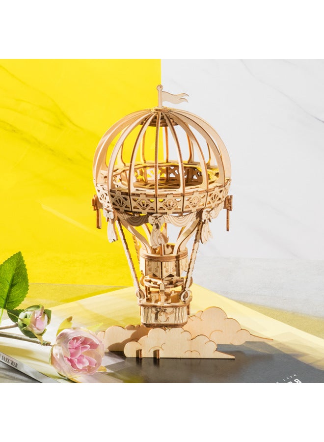Ruoyi 3d Puzzle Puzzle Puzzle Children's Wooden Puzzle Model Creation Set Puzzle Toy-Color:TG406: On The Cloud. Hot Air Balloon - Image 1