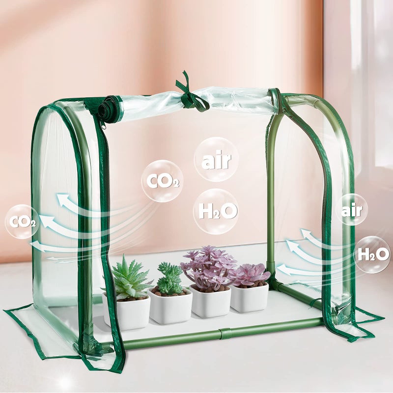 SUMGROW Mini Indoor Greenhouse Tabletop Garden Nursery Plant Cover Tent Humidity Domes for Home Gardening Germination and Seedling Propagation - 23x12x16.5 Inches - Image 2