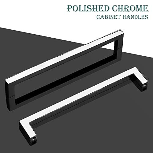 Gobekor 30 Pack Kitchen Cabinet Pulls Polished Chrome Square Bar Dresser Drawer Pull Handles 6-1/4In(160Mm) Hole Centers Solid Cabinet Handles Hardware - Image 2