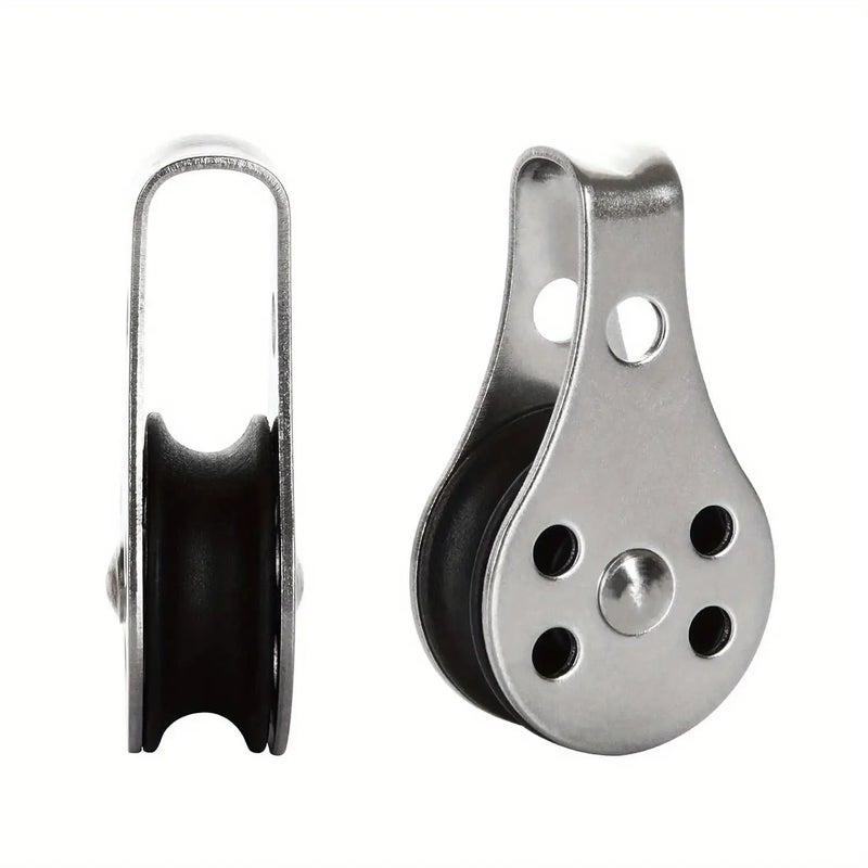 10 Heavy Duty Stainless Steel Single Pulleys Silvery Marine Grade Sailboat Blocks With Nylon Sheaves And Single Eye Center Hole For Sailing Marine Industrial Applications - Image 3
