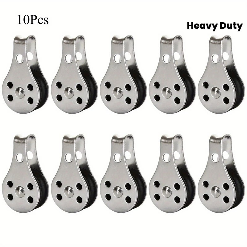 10 Heavy Duty Stainless Steel Single Pulleys Silvery Marine Grade Sailboat Blocks With Nylon Sheaves And Single Eye Center Hole For Sailing Marine Industrial Applications - Image 1