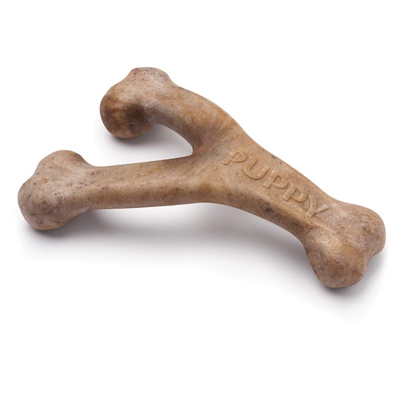 Benebone Puppy Wishbone Durable Dog Chew Toy for Gentle Chewers, Real Bacon, Made in USA, Medium - Image 1