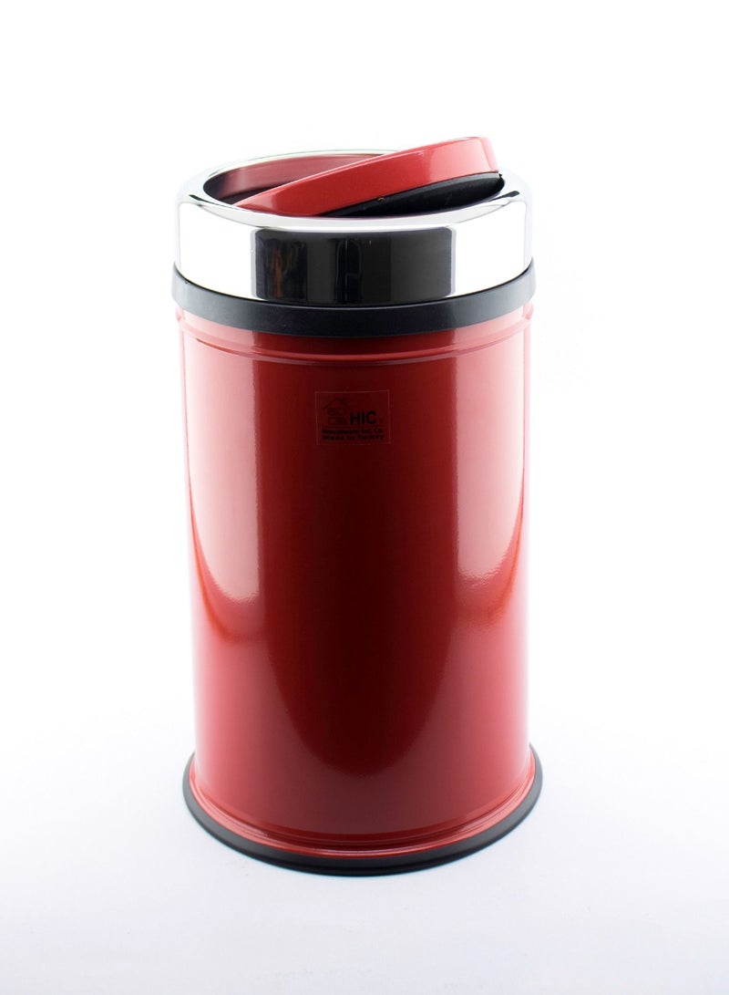 Wastebasket steel red color size 11 liters