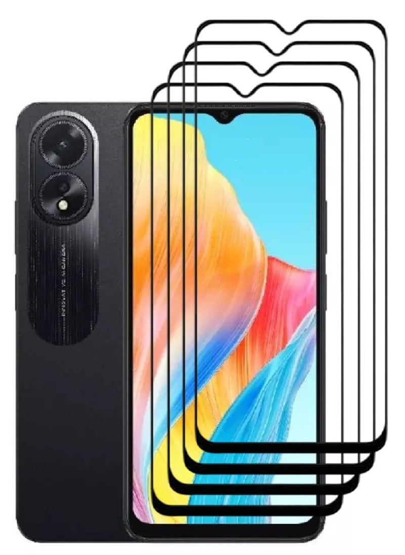 AINA 4 Pieces Tempered Glass Screen Protector 5D Designed For Oppo A38 Full Glue Edge to Edge Full Screen Coverage And Bubble Free - Image 1