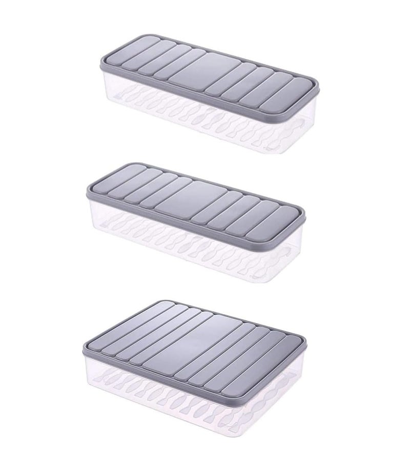 KLEO Fridge Storage Containers with Lid Set of 3 Fridge organizer Freezer Storage for Food Leftovers Vegetables Fruits Airtight Container to Keep Food Fresh Transparent Plastic - Image 1