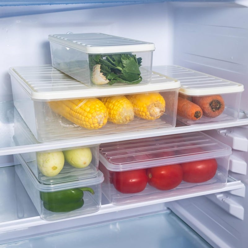 KLEO Fridge Storage Containers with Lid Set of 3 Fridge organizer Freezer Storage for Food Leftovers Vegetables Fruits Airtight Container to Keep Food Fresh Transparent Plastic - Image 4