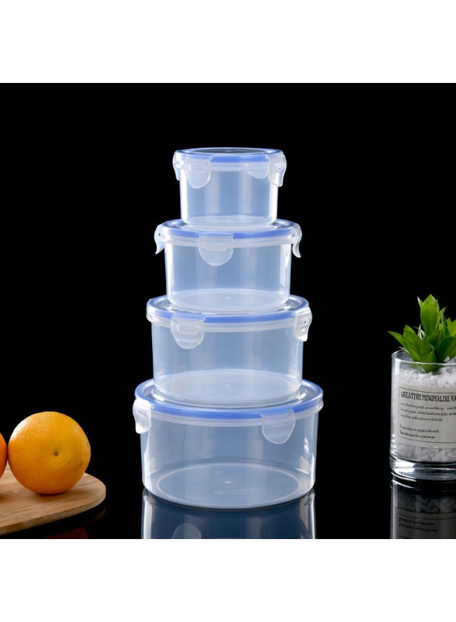 Preservation Box Plastic Round Rectangular Square Set Lunch Box Honeycomb Sealed Leakproof Buckle Daily Kitchen Utensils-Specifications:Square Four-piece Gray Silicone Seal Ring  - Image 5