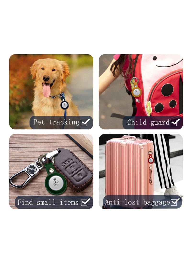 BSNL - Leather Protective Case with Carabiner Ring Anti Scratch for AirTag Bluetooth Tracker Brown - Image 1