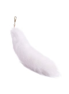 Natural Fox Tail Keychain Charm for Women L (pure white)