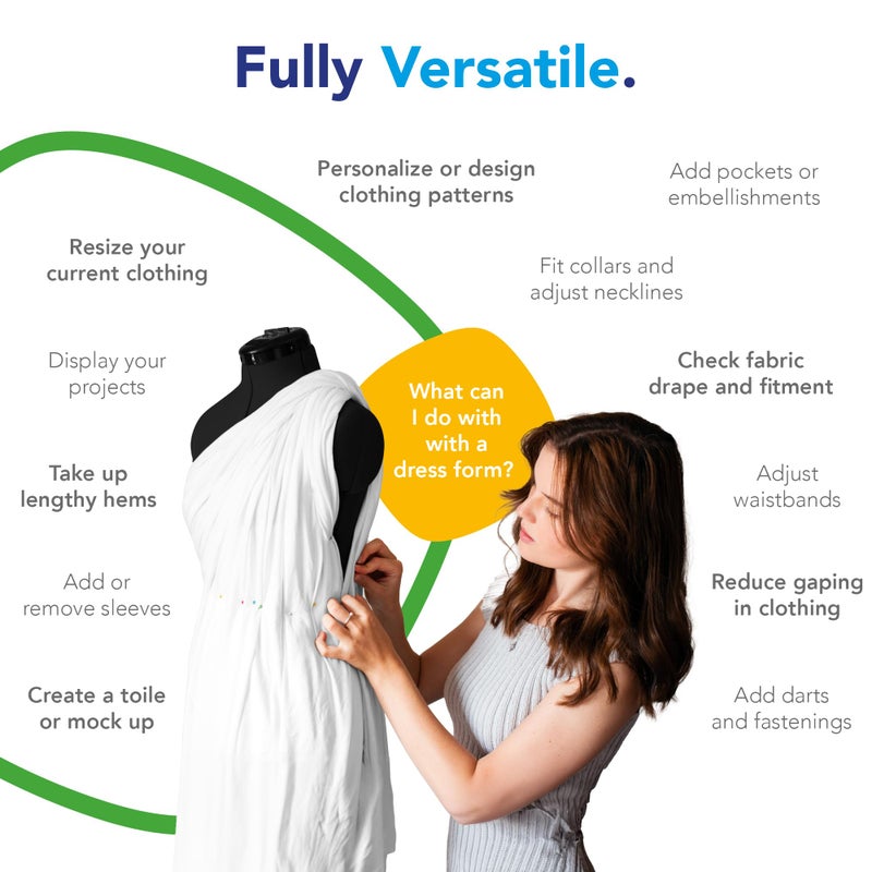 Adjustoform Sew Simple FG306 Adjustable Dress Form Black S-M (US Dress Size 4-12) 8 Part Female Sewing Mannequin + Pin Grip Hem Marker - Image 4
