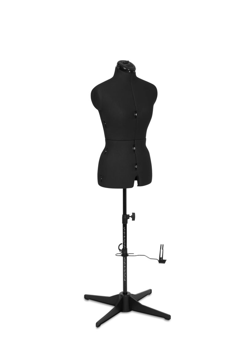 Adjustoform Sew Simple FG306 Adjustable Dress Form Black S-M (US Dress Size 4-12) 8 Part Female Sewing Mannequin + Pin Grip Hem Marker - Image 1