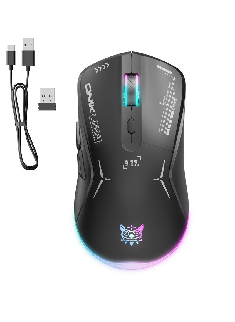 onikuma - Gaming Mouse, Wired/Wireless/Bluetooth Tri-Mode, Laptop Wireless Mouse, Portable Type-C Rechargeable 4800 DPI Mouse with 7 RGB Lighting Modes - Image 1