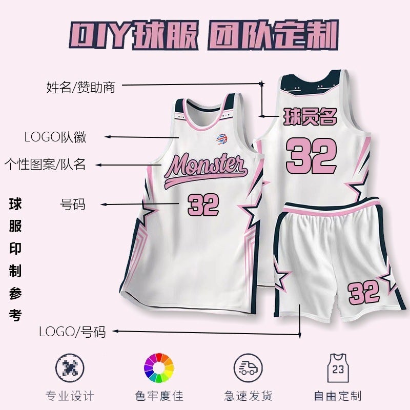 American Basketball Uniforms For Men And Women, Game Training Team Uniforms, Student Basketball Jerseys, Vests, Children'S Sports Suits, Group Printing Numbers - Image 3
