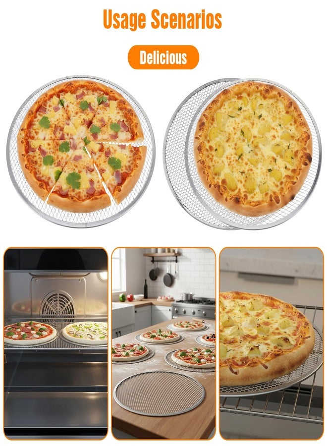 PercyEffie 4 Pack Pizza Screen 12 Inch Aluminum Pizza Pan For Oven Metal Baking Screen with Holes Tray Round Crisper Tray Commercial Grade For Home Bakery Restaurant Oven BBQ Cookware Seamless - Image 5