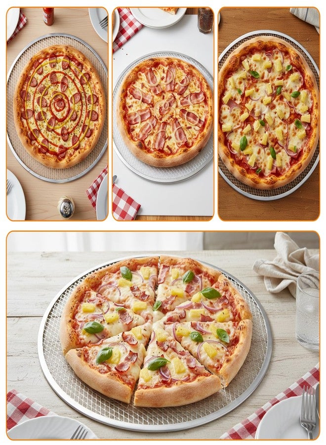 PercyEffie 4 Pack Pizza Screen 12 Inch Aluminum Pizza Pan For Oven Metal Baking Screen with Holes Tray Round Crisper Tray Commercial Grade For Home Bakery Restaurant Oven BBQ Cookware Seamless - Image 3