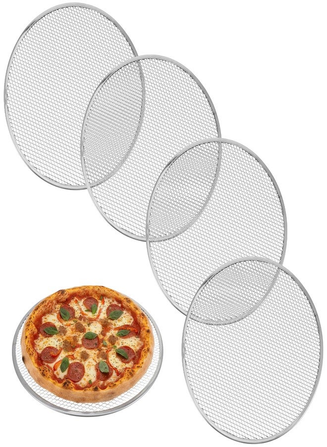 PercyEffie 4 Pack Pizza Screen 12 Inch Aluminum Pizza Pan For Oven Metal Baking Screen with Holes Tray Round Crisper Tray Commercial Grade For Home Bakery Restaurant Oven BBQ Cookware Seamless - Image 1