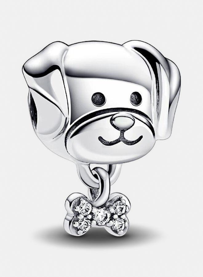 PANDORA Dog Sterling Silver Charm with Clear Cubic Zirconia 