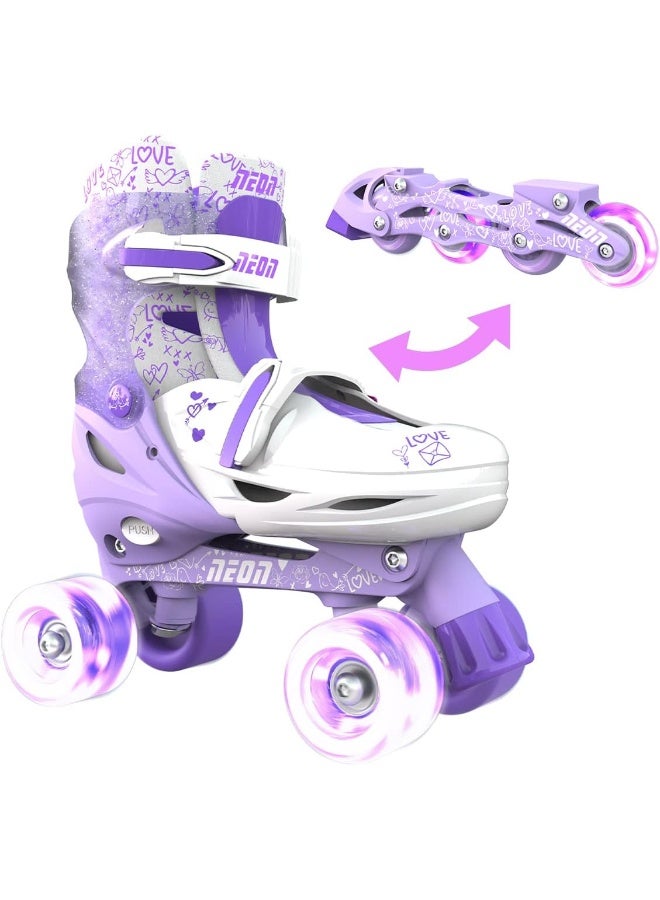 Yvolution 4 Adjustable Sizes Roller Skates Light Up Wheels for Girls Boys for Kids Inline and Quads Kids Skates (12-2 or 3-6 US) - Image 1