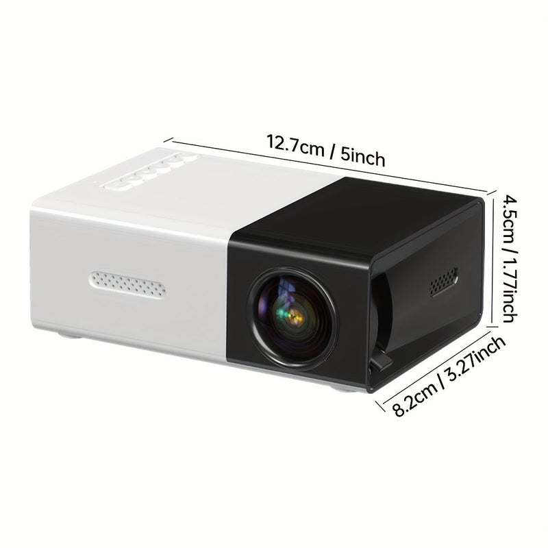 جهاز عرض LED محمول أسود مدمج مع دعم 1080 بكسل، مكبرات صوت مدمجة، USB، وصورة داخل الصورة، تصميم خفيف الوزن، متوافق مع الهواتف الذكية - Image 2