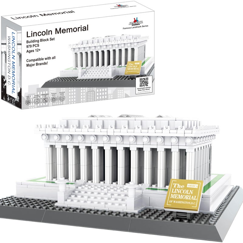 Apostrophe Games Lincoln Memorial Building Block Set (979 Pieces) Washington D.C. Lincoln Memorial Famous Landmark Series - Architecture Model for Kids and Adults - Image 1