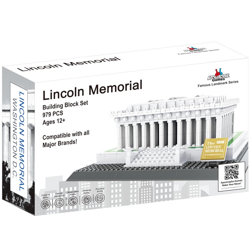 Apostrophe Games Lincoln Memorial Building Block Set (979 Pieces) Washington D.C. Lincoln Memorial Famous Landmark Series - Architecture Model for Kids and Adults - Image 4
