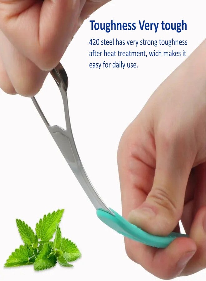Nurpi 2 pcs spoon shap with silicon handle Tongue Scraper, 100% Useful Surgical Stainless Steel Tongue Cleaner for Both Adults and Kids, Professional Reduce Bad Breath Metal Tongue Scrapers, Help Your Oral Hygiene - Image 4