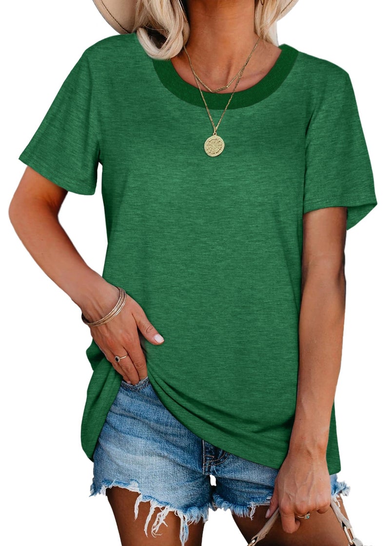 Jescakoo Green T Shirts for Women St Patricks Day Shirt Short Sleeve Spring Tops Tees L - Image 3