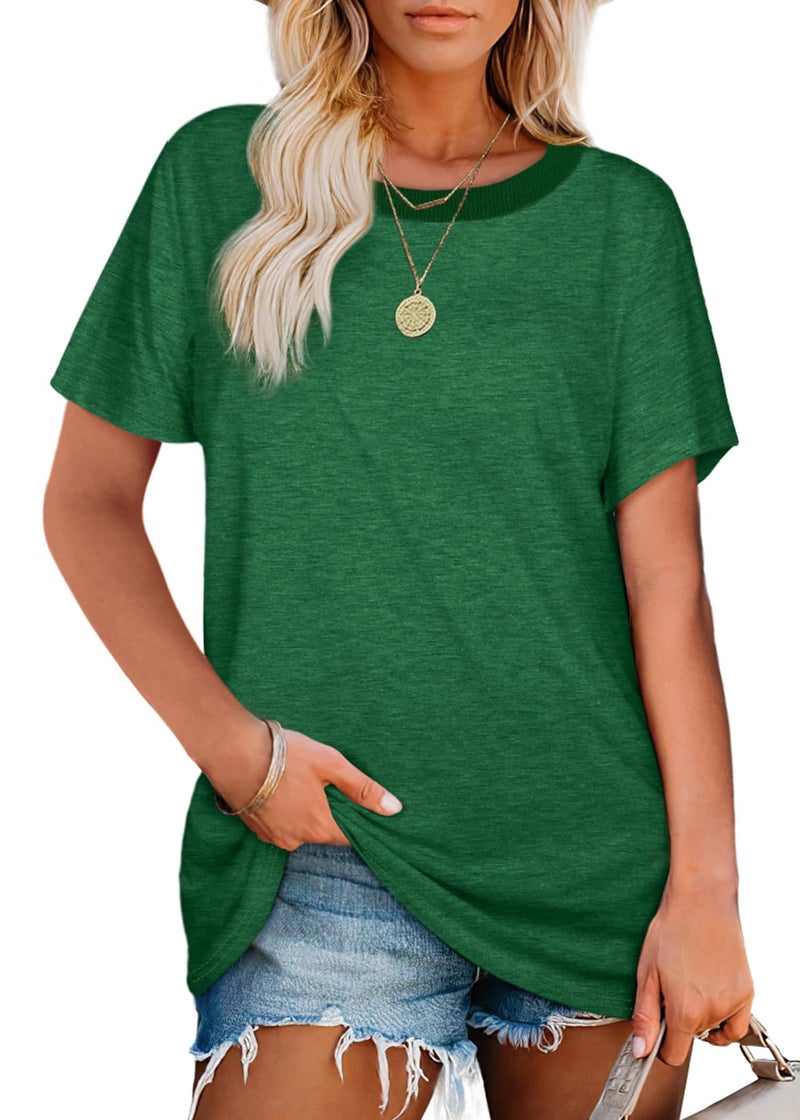 Jescakoo Green T Shirts for Women St Patricks Day Shirt Short Sleeve Spring Tops Tees L - Image 2