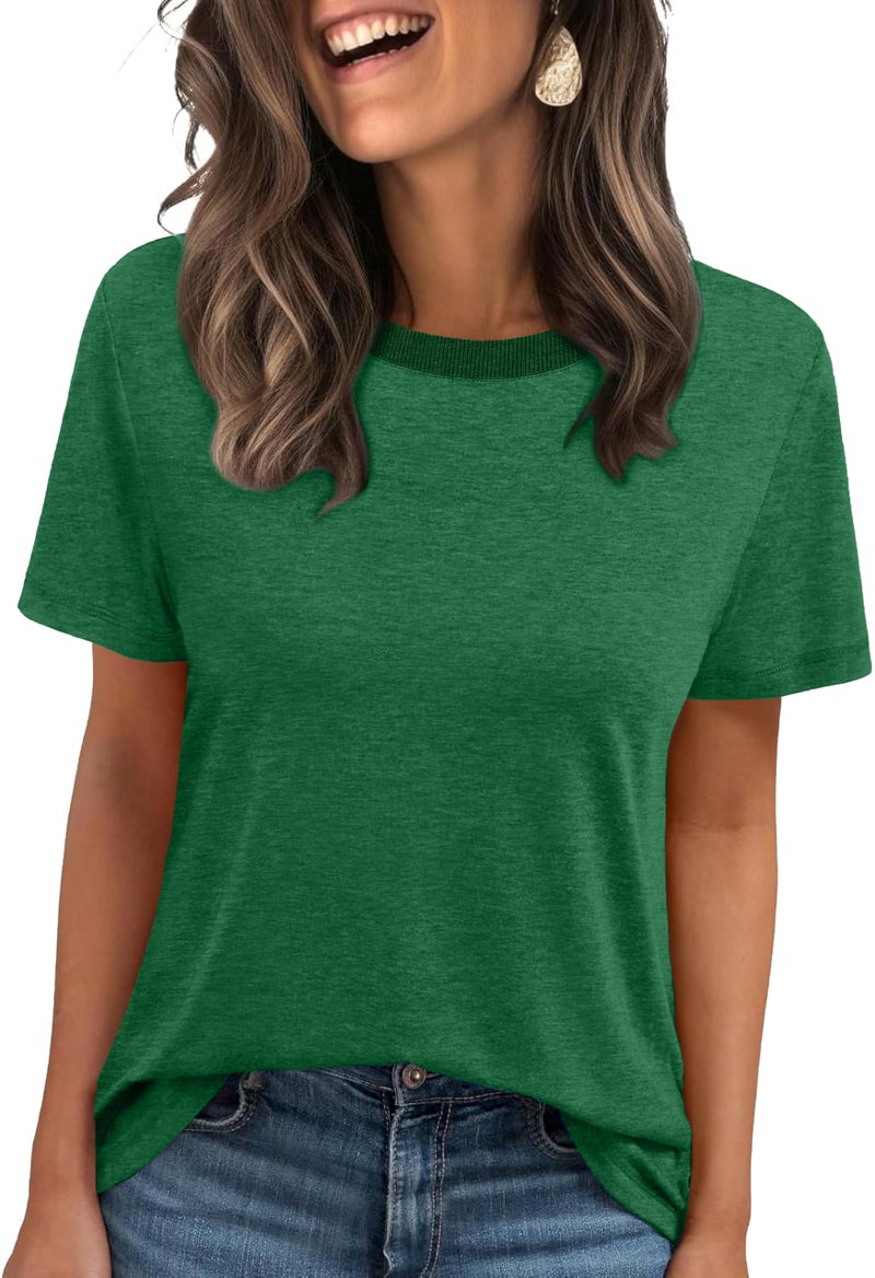 Jescakoo Green T Shirts for Women St Patricks Day Shirt Short Sleeve Spring Tops Tees L - Image 1