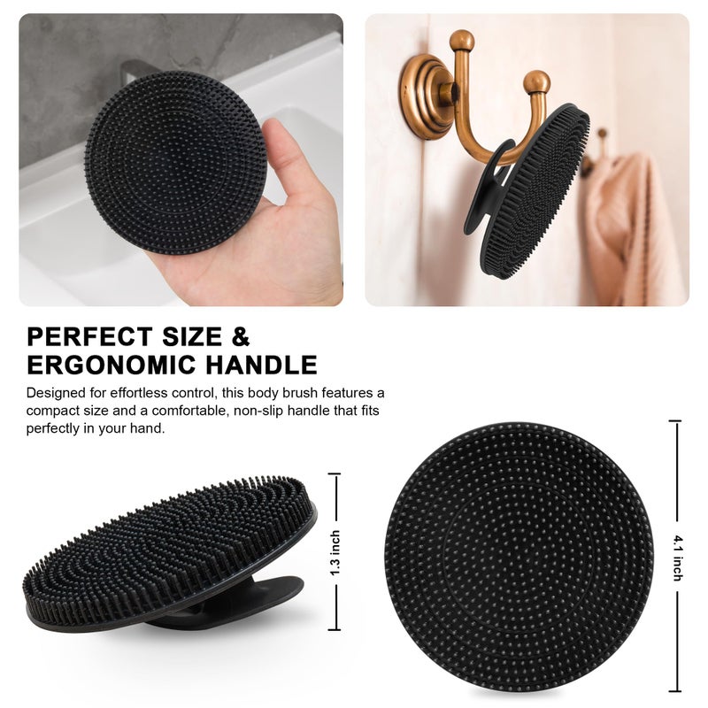 INNERNEED Food Grade Silicone Body Scrubber Gentle Exfoliating Brush for Women Men Deep Clean for All Skin Types, More Hygienic and Well Lather (Black+Dark Green+Dark Blue) - Image 2