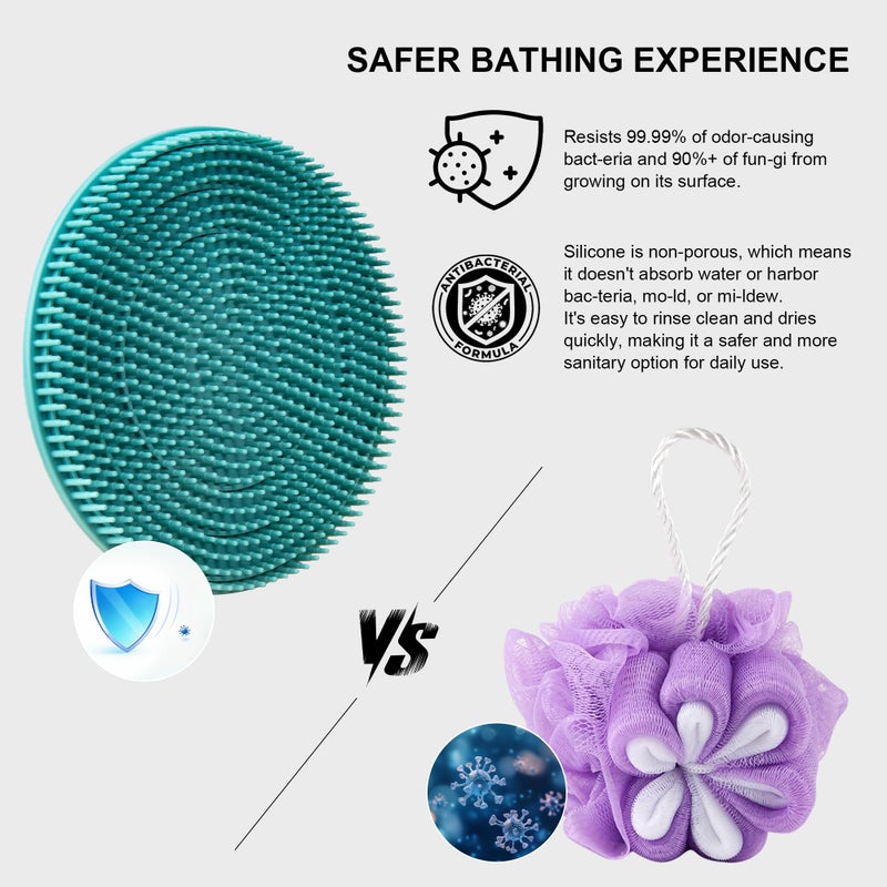 INNERNEED Food Grade Silicone Body Scrubber Gentle Exfoliating Brush for Women Men Deep Clean for All Skin Types, More Hygienic and Well Lather (Black+Dark Green+Dark Blue) - Image 5
