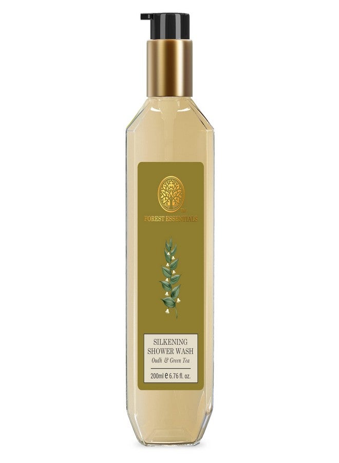 Forest Essentials Oudh and Green Tea Silkening Shower Wash, 6.7 Fl Oz - Image 1