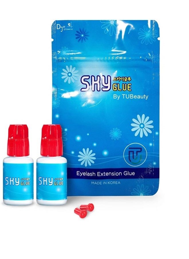 TUBeauty - 2 Bottles Sky Glue S+ for Eyelash Extension 5ml - Powerful Strong Professional Black Bonding Adhesive for Lash Extensions / 1-2s Fast Drying / 6-8 Weeks Lasting time TUBeauty - Image 1