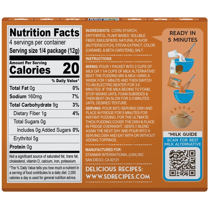 Simply Delish Simply Desserts Butterscotch Instant Pudding, Sugar-Free, 6-Pack - Healthy Dessert, Keto Snacks, Vegan & Diabetic-Friendly, Kosher, 1.7 Oz Ea - Image 2