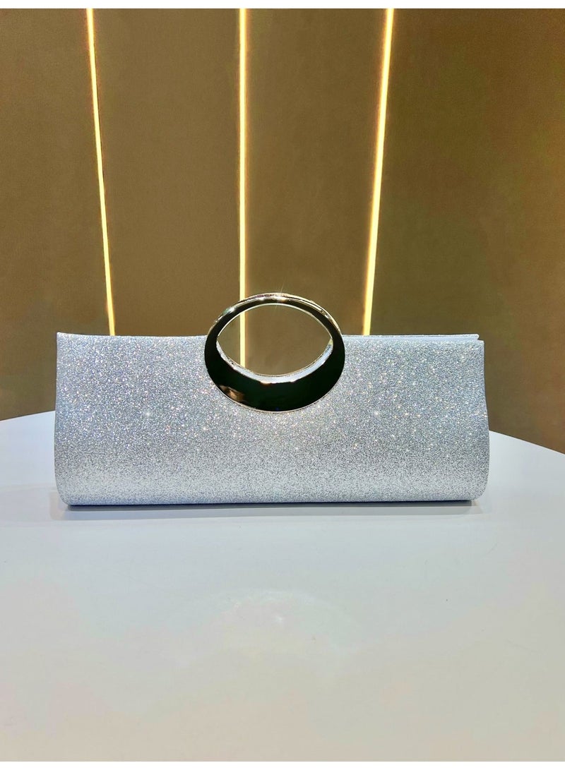 MAGNISHAN Women's Glitter Evening Clutch Bag with Rhinestone Handle and Chain Strap Elegant Party Handbag Crossbody Purse - Image 1