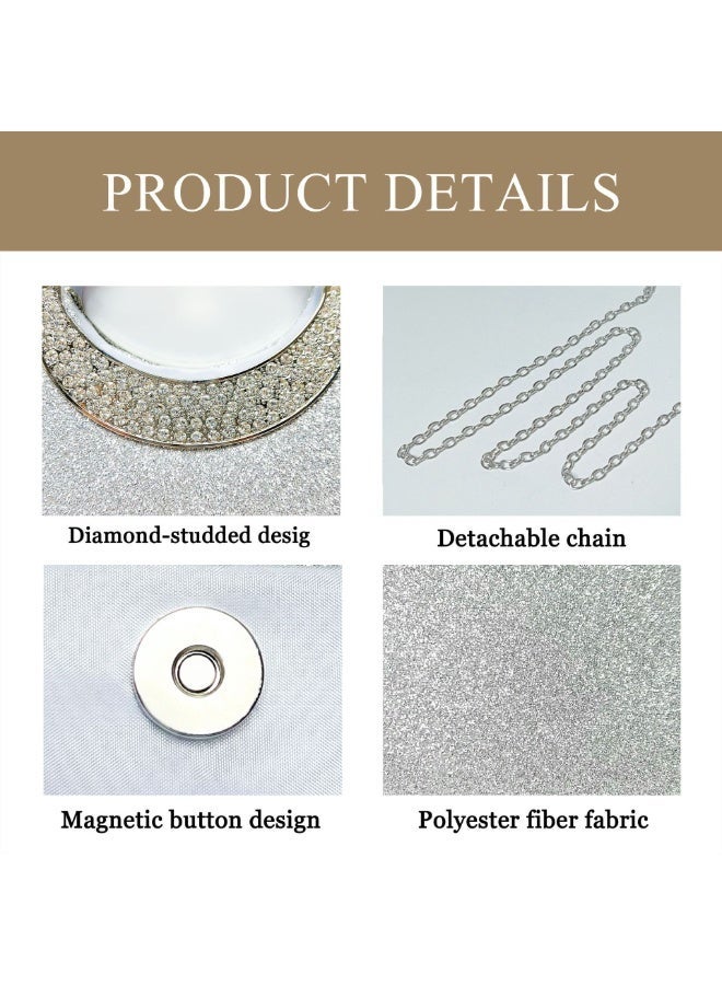MAGNISHAN Women's Glitter Evening Clutch Bag with Rhinestone Handle and Chain Strap Elegant Party Handbag Crossbody Purse - Image 5