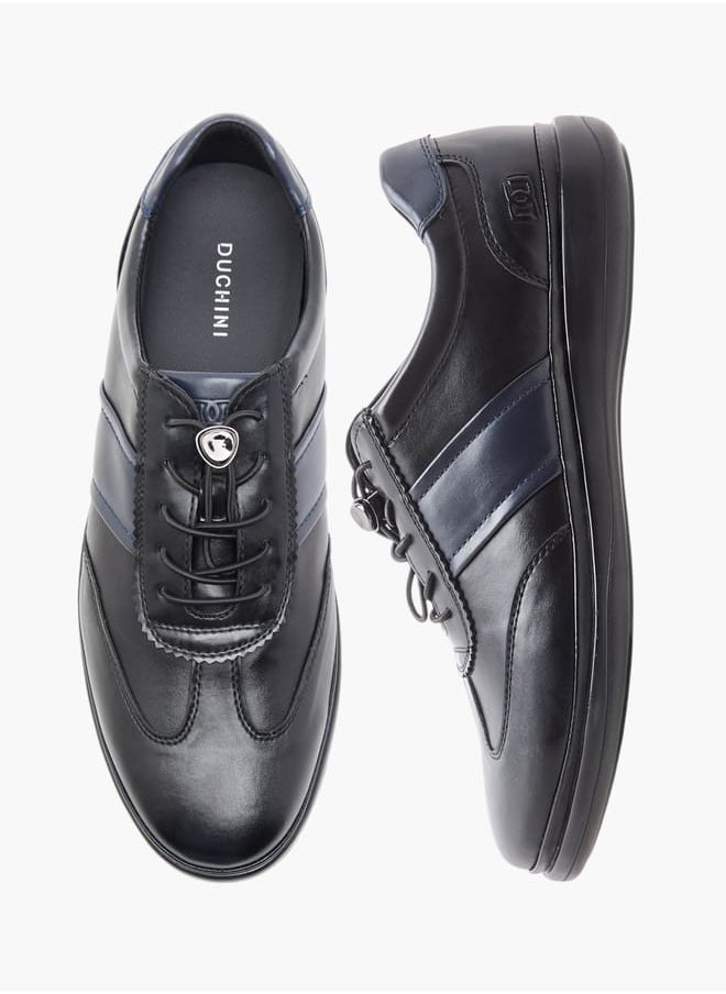 DUCHINI Men's Panelled Sneakers with No-Tie Laces  - Image 1