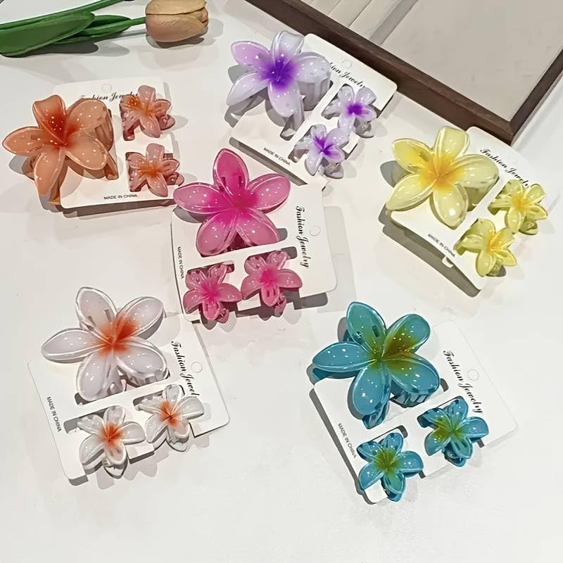 Cerrito 3 Pcs Flower Hair Claw Clips Set, Gradient Lily Design, Strong Hold Hair, Stylish Accessories for Women, Girls, Cute Hair Grips, Perfect for Daily Use, Travel, Party, Gifting, Multicolor - Image 2
