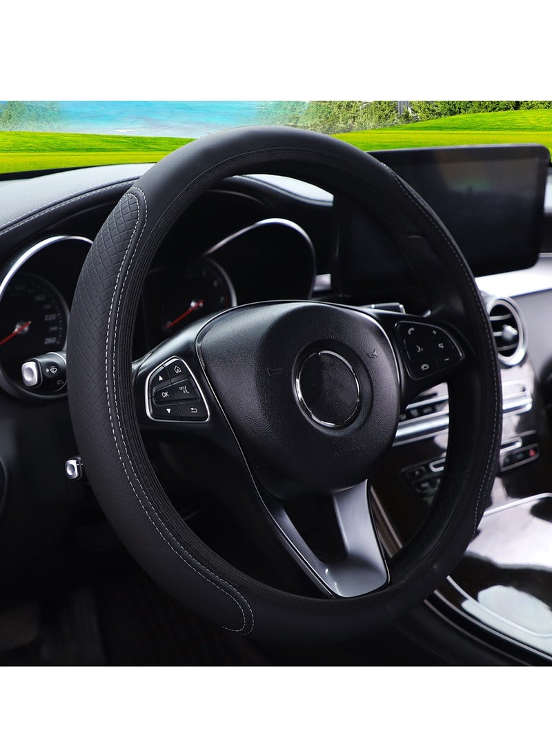 Generic Car Leather Steering Wheel Cover, Soft and Comfortable, Breathable Anti-Slip, Universal Elastic Stretch Steering Wheel Covers - Image 1