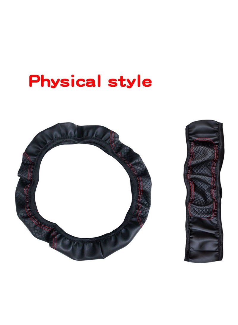 Generic Car Leather Steering Wheel Cover, Soft and Comfortable, Breathable Anti-Slip, Universal Elastic Stretch Steering Wheel Covers - Image 4