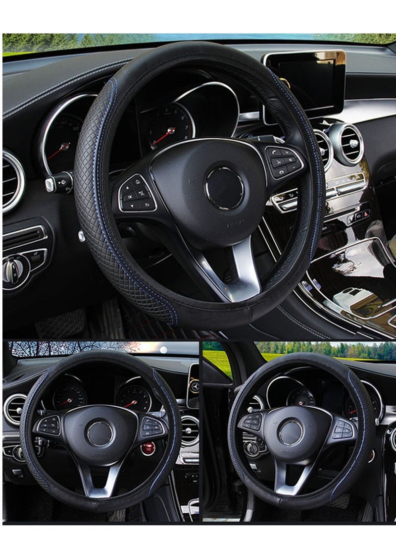 Generic Car Leather Steering Wheel Cover, Soft and Comfortable, Breathable Anti-Slip, Universal Elastic Stretch Steering Wheel Covers - Image 2